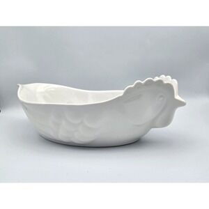 Revol‎ France Large Chicken Shaped Casserole Serving Baking Dish White P12 13.5"